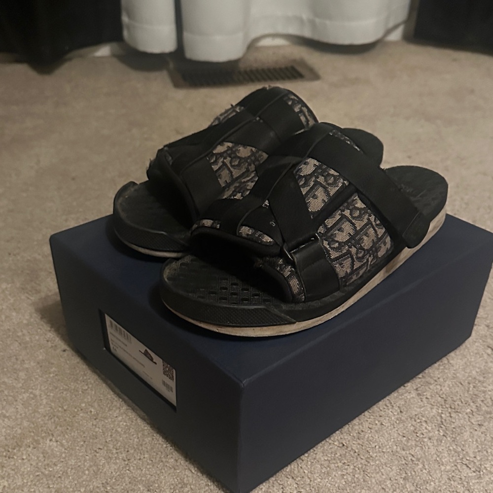 Dior Black and Gray Slide Sandals